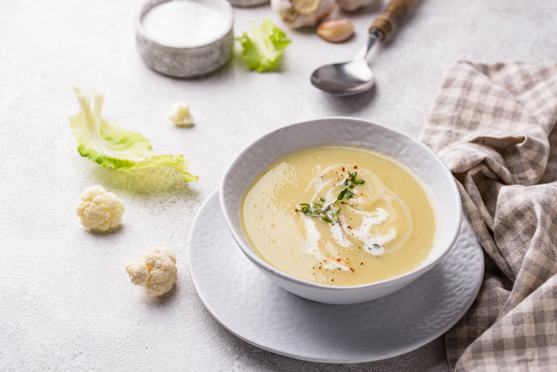 Lecker Blumenkohlsuppe mit geröstetem Blumenkohl selber kochen. Rezept