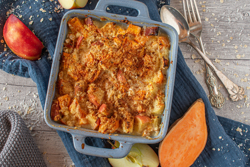 Süßkartoffel-Auflauf mit Käse im Ofen lecker zubereiten. Bestes Rezept