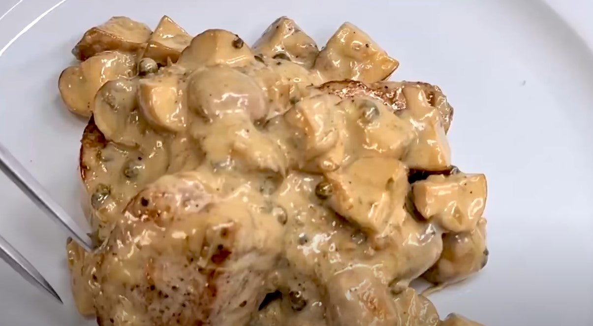 Schweinefilet in Pfeffer-Champignon-Rahm