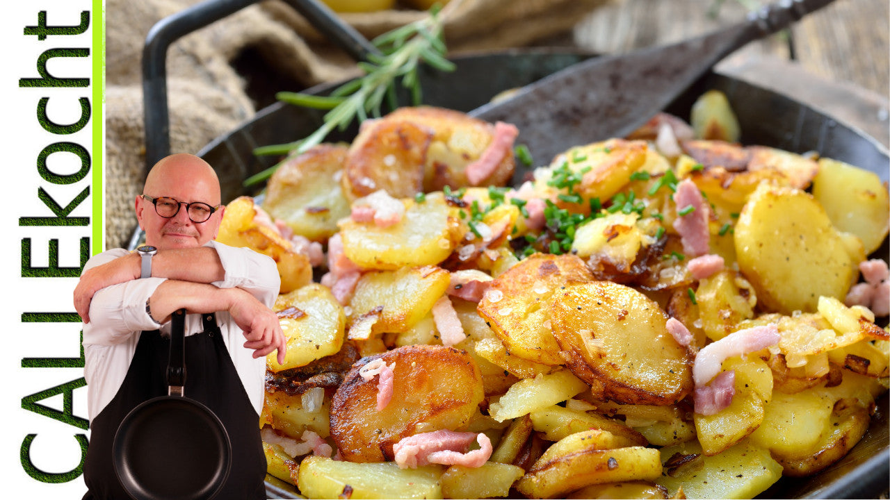 Beste Bratkartoffeln – knusprig mit Speck und Zwiebeln
