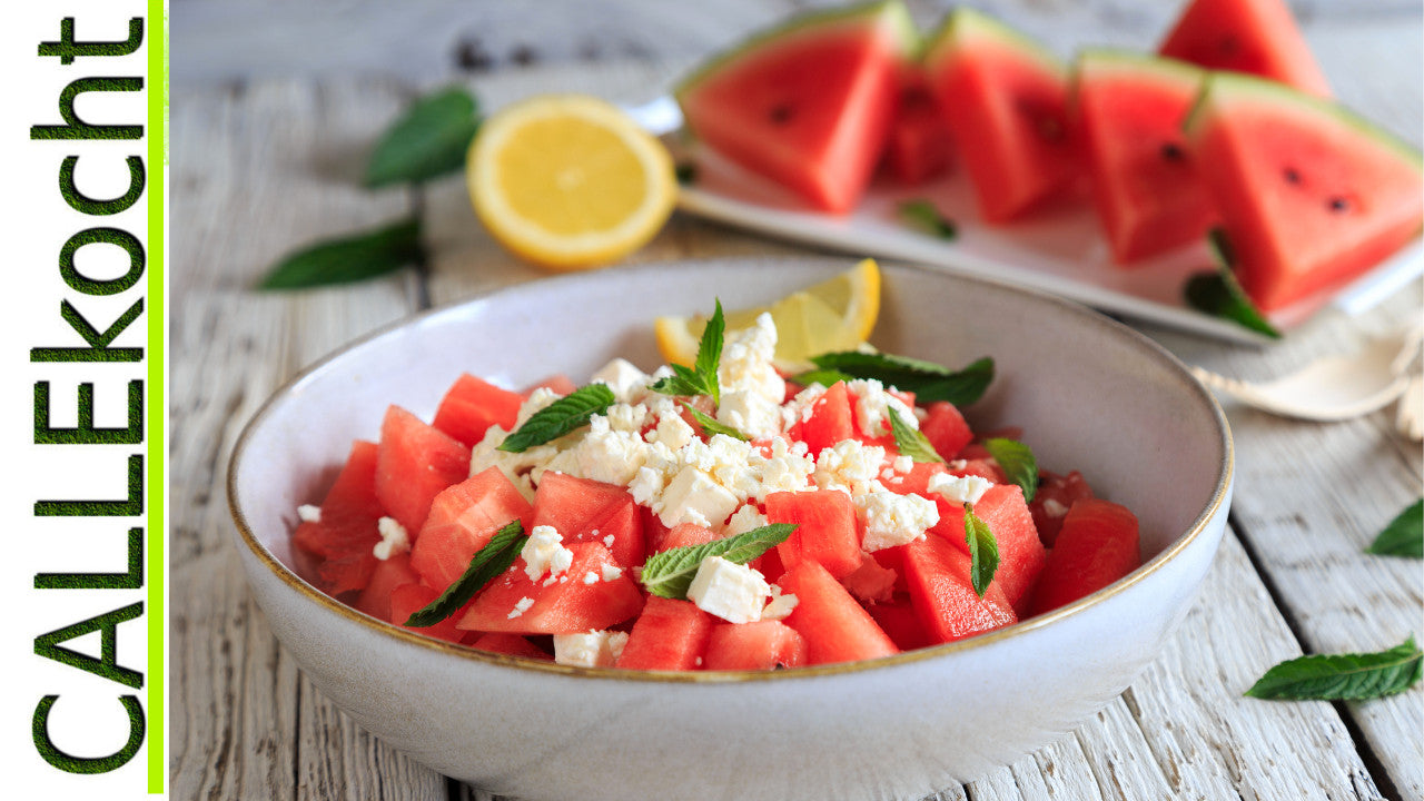 Melonen Feta Salat mit Minze. Perfektes Sommer-Rezept