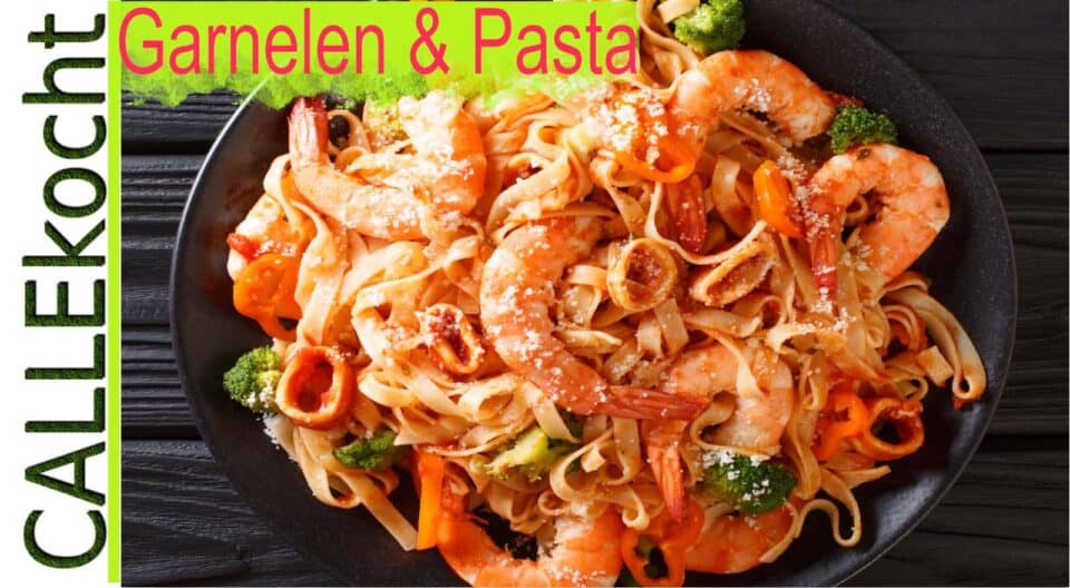 Pasta mit Garnelen in Safran-Fenchel-Sahne - CALLEkocht Pasta mit Garnelen in Safran-Fenchel-Sahne - CALLEkocht
